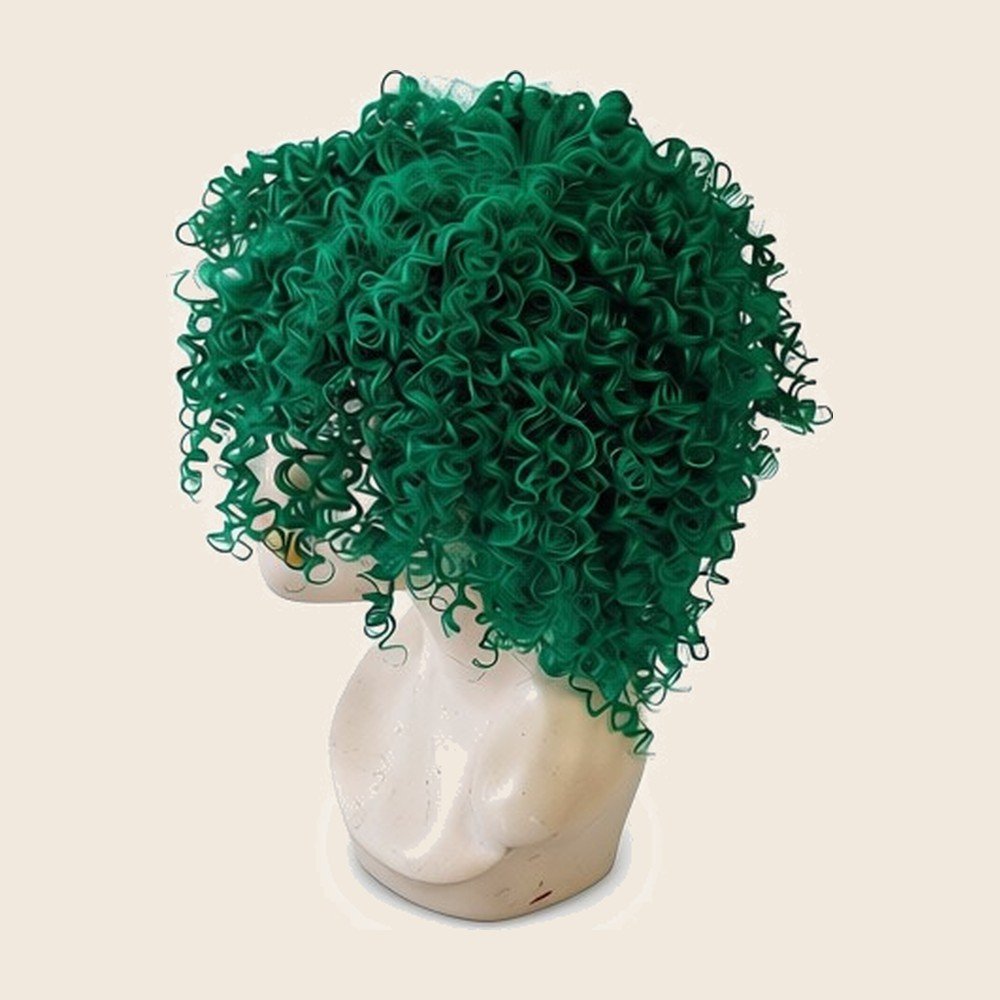 Peruca afro cacheada verde